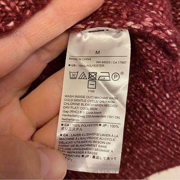 Banana Republic burgundy marled Heathered red mock neck pullover soft sweater M - Picture 5 of 8